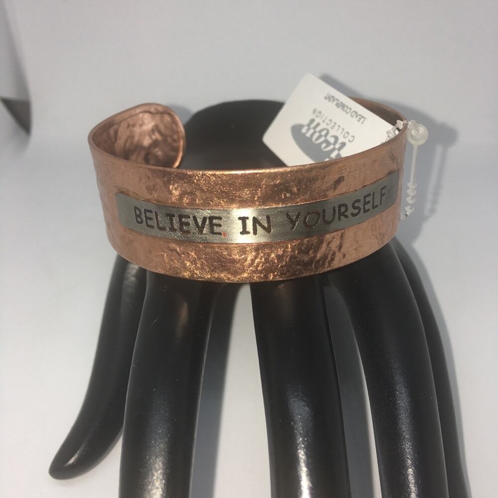 Believe In Yourself Cuff Bracelet - Copper, Silver - Picture 6 of 8